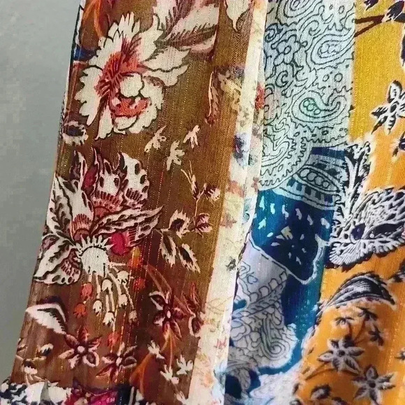 Dressbarn multi colored long blouse gathered sleeve, sheer and lined size S - Picture 6 of 14